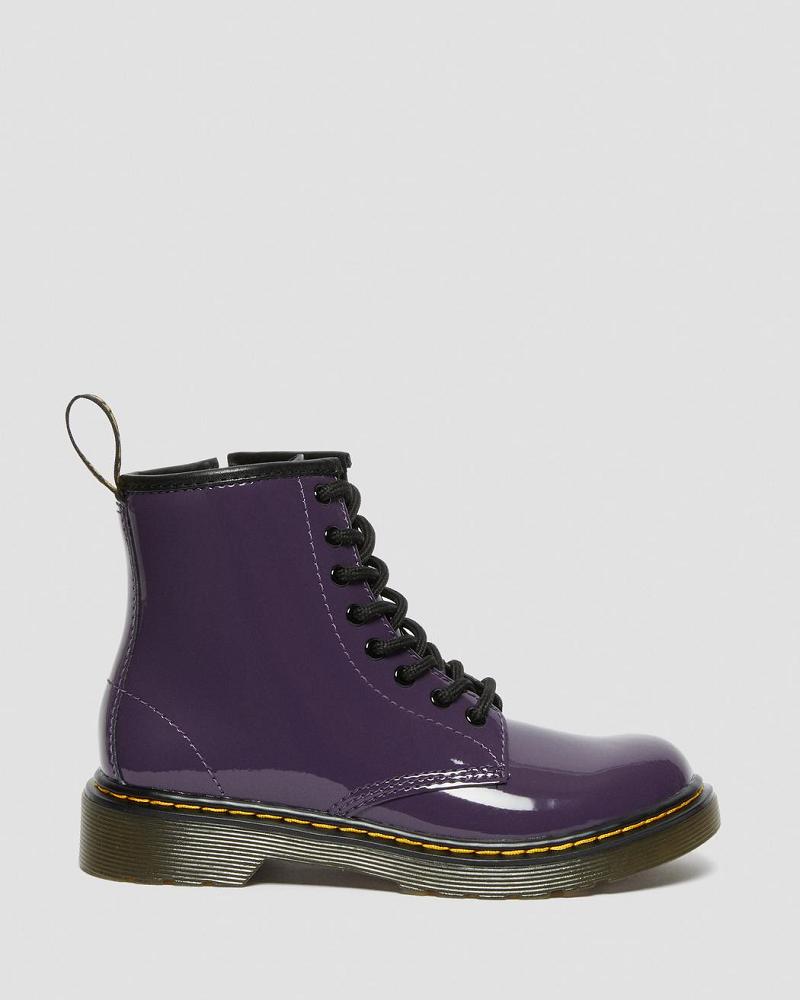 Kids' Dr Martens Junior 1460 Patent Leather Lace Up Boots Purple | AU 686EBC